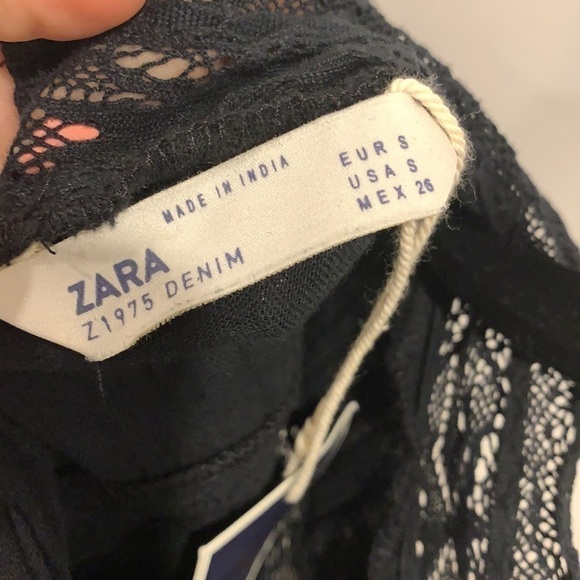 Nwt Zara Black Laced Cotton Blouse - Picture 6 of 6